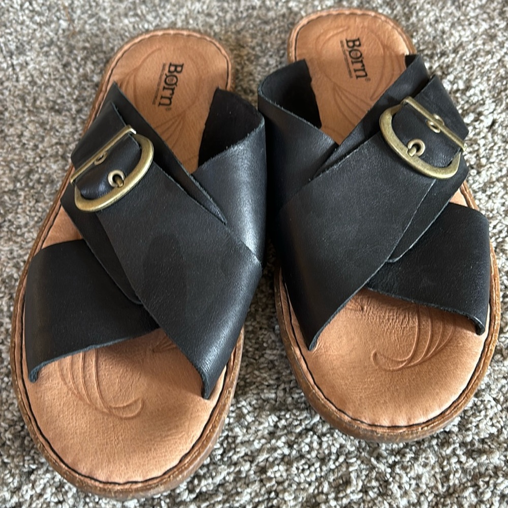 Born Black and Tan Women's Sandals